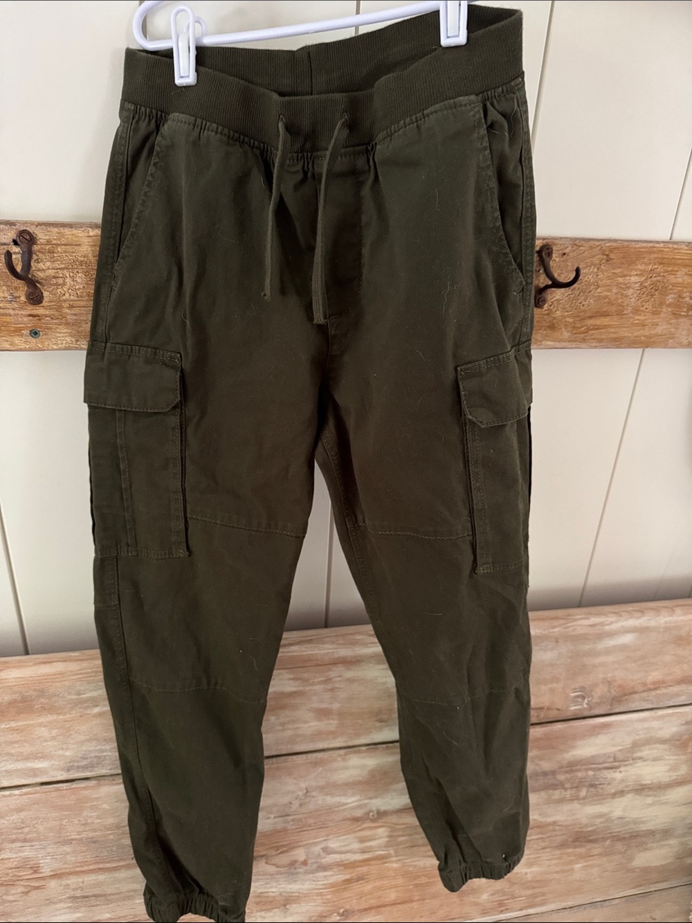 Girls Olive Green Cargo Jogger twill Pants